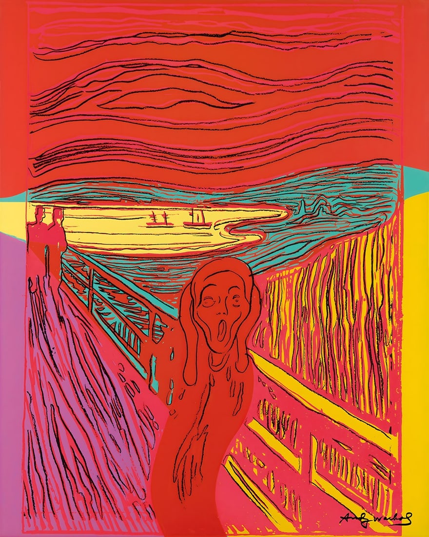 Andy Warhol - Serigraph - The Scream - Signed: Artist: Warhol, Andy Title: The Scream Technique: Serigraphic on Lenox museum board size: 101,6 x 81,28 cm. (40 x 32 inch) Framed: Not framed More Information Andy Warh