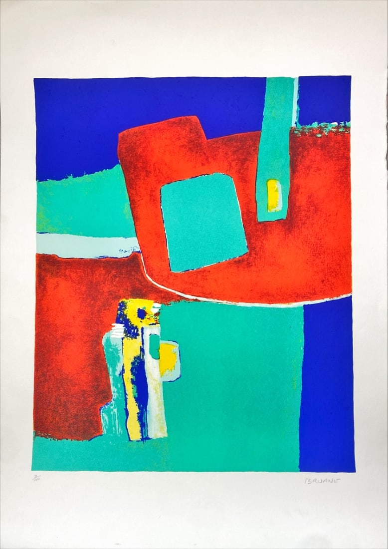 Maurice Estève - Lithograph - Hand titled: Artist: Estève, Maurice Title: Bruane Technique: Lithograph on Handmade paper size: 76 x 56 cm. (29,9 x 22,05 inch) Framed: Not framed More Information Maurice Estève (1904–2001) was a French