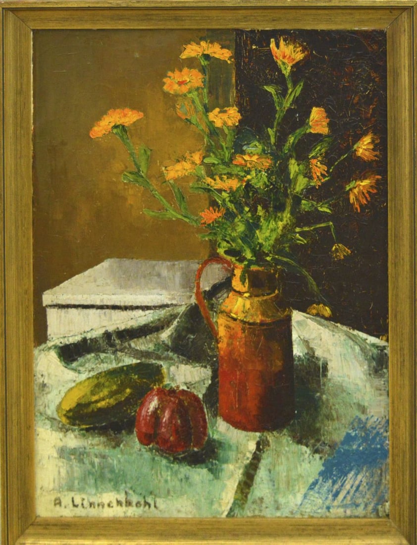 Linnenkohl, A. - Oil Painting: Artist: Linnenkohl, A. Title: Stilleven Technique: Oil painting on Canvas size: 89 x 69 cm. (35,05 x 27,15 inch) More Information Handsigned, comes with frame About