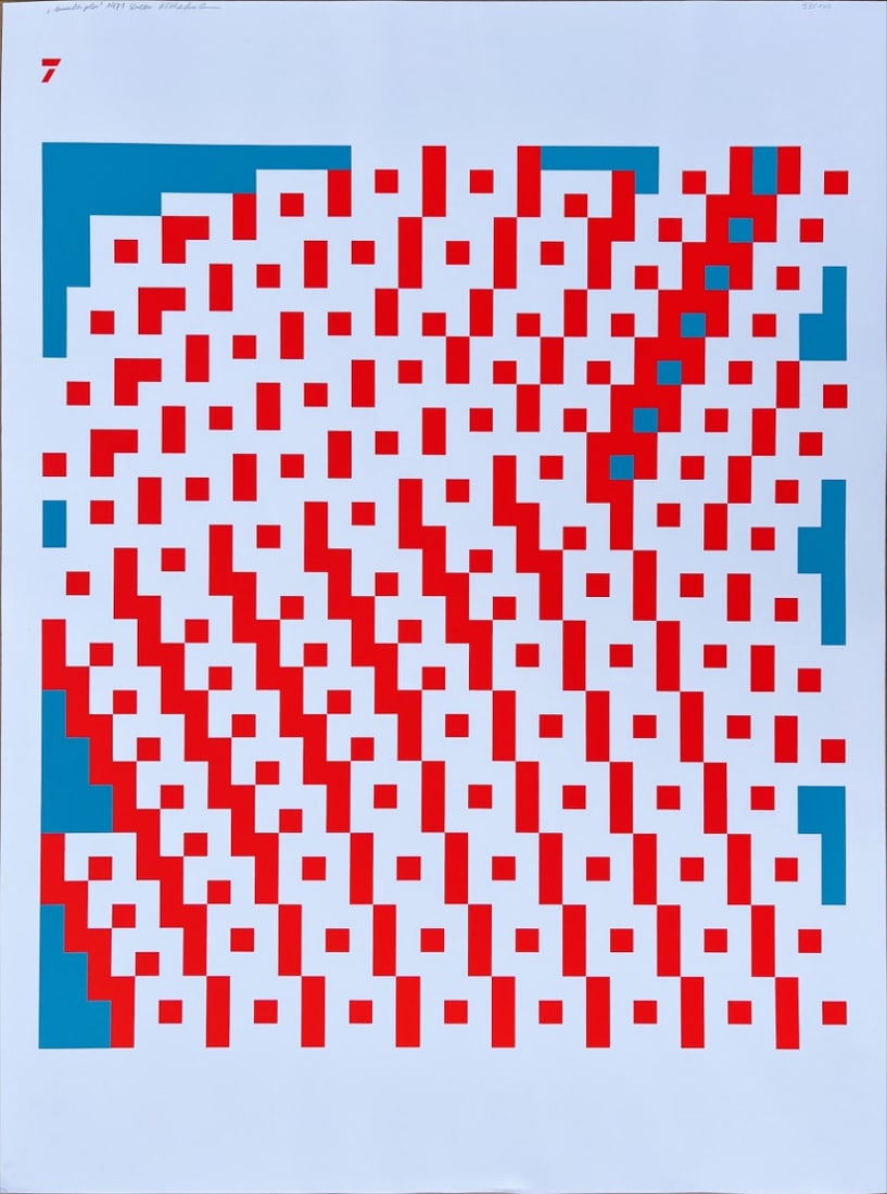 Fritz Rahmann - Silkscreen - Hand signed: Artist: Rahmann, Fritz Title: Multiplex Technique: Silkscreen on Museum board (heavy weight paper) size: 100 x 53 cm. (39,35 x 20,85 inch) Framed: Not framed More Information Fritz Rahmann 1936-2006