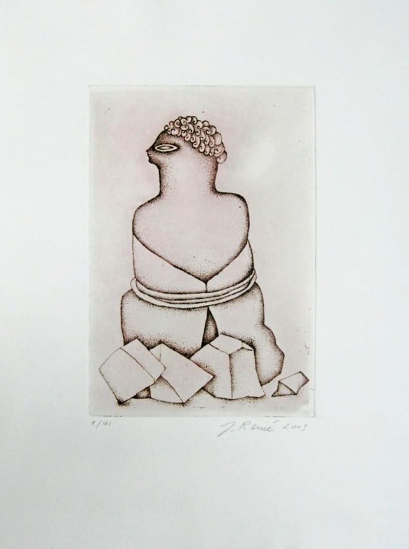 Remé. Jorge - Etching.: Artist: Remé, Jorg Title: Ode aan Michelangelo Technique: Etching on Arches paper size: 50 x 40 cm. (19,7 x 15,75 inch) Framed: Not framed More Information Edition: 11/