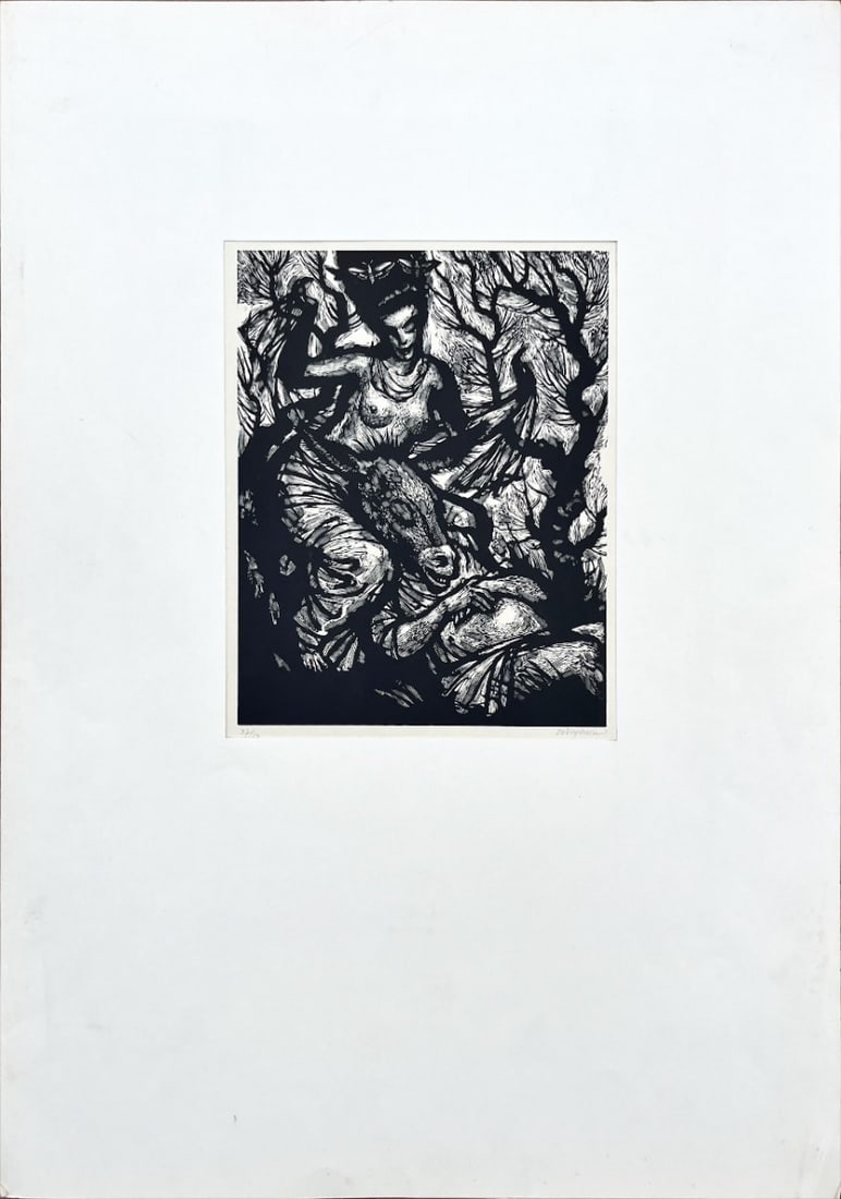 Vojtech Cinybulk - Woodcut - Hand signed: Artist: Cinybulk, Vojtech Title: Untitled111 Technique: Woodcut on Smooth paper size: 34 x 24,5 cm. (13,4 x 9,65 inch) Framed: Not framed More Information Vojtech Cinybulk ( 1915 – 1994 ) Vojt?ch
