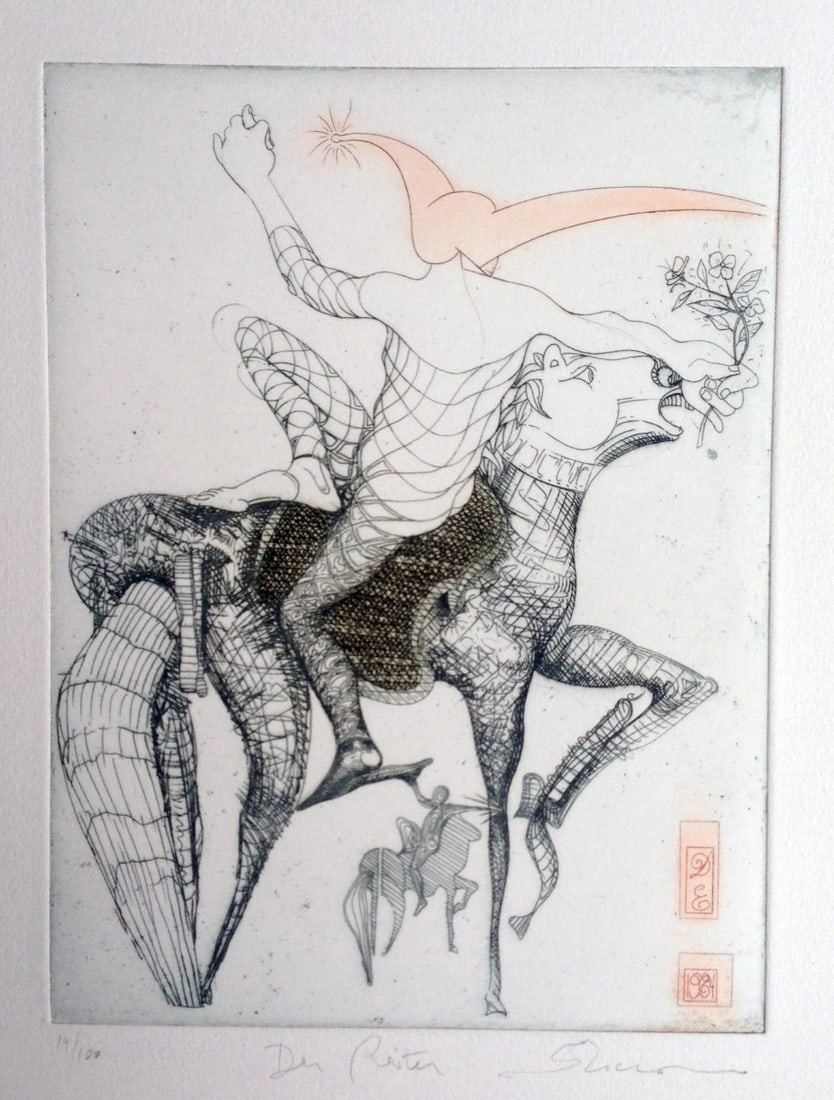 Erceanu, Dan - Etching.: Artist: Erceanu, Dan Title: Der Reiter Technique: Etching on Handmade paper size: 50 x 40 cm. (19,7 x 15,75 inch) Framed: Not framed More Information Hand-Signed, title