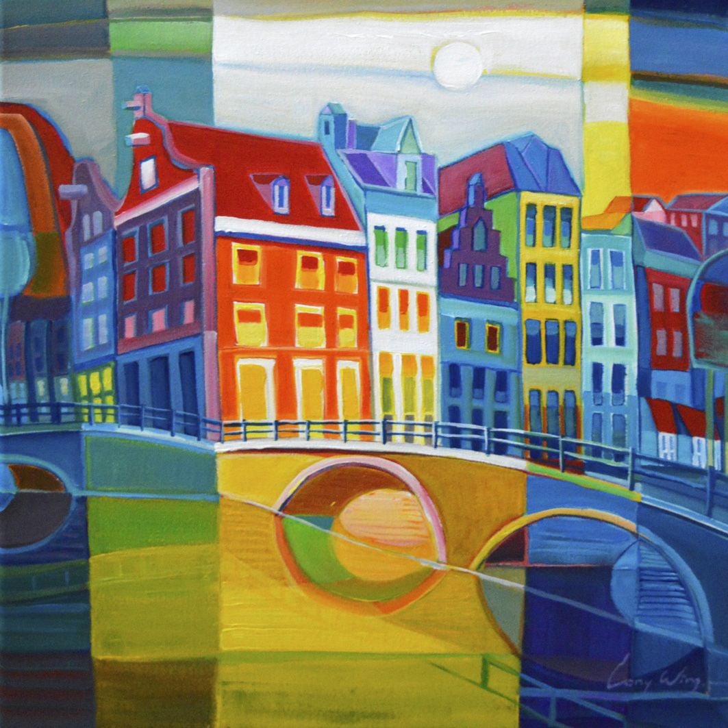 Wing, Lony - Acryl Painting - Handsigned: Artist: Wing, Lony Title: Gracht A'dam II Technique: Acrylic painting on Canvas size: 50 x 50 cm. (19,7 x 19,7 inch) More Information Hand signature by the Artist. Comes with COA. Acrylic