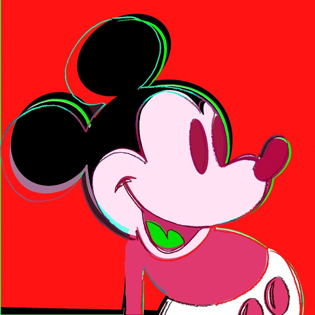 Andy Warhol - Myths - Mickey Mouse - Screenprint with Diamond Dust: Artist: Warhol, Andy Title: Mickey Mouse Technique: Screenprint on Lenox museum board size: 96,5 x 96,5 cm. (38 x 38 inch) Framed: Not framed More Information Andy Warh