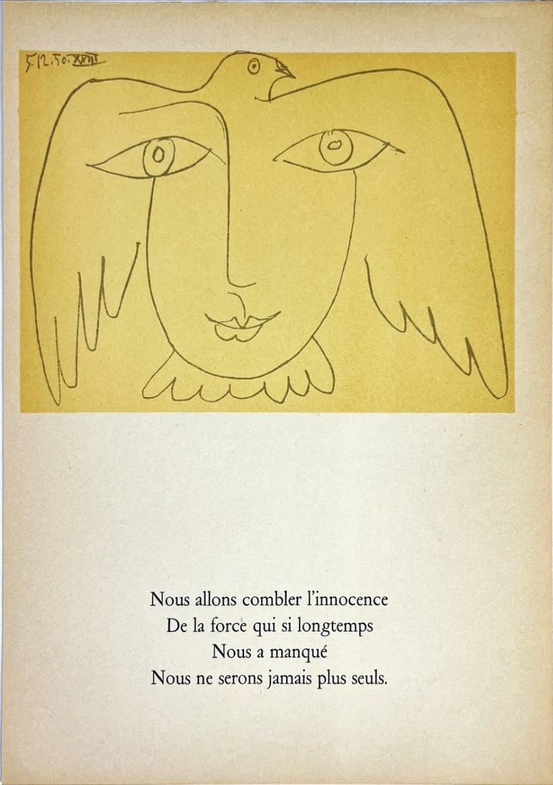 Pablo Picasso - Le Visage de la Paix - Original Mourlot lithograph 1950.: Artist: Picasso, Pablo Title: Le Visage de la Paix Technique: Lithograph on Velin Handmade paper size: 19,4 x 13,4 cm. (7,65 x 5,3 inch) Framed: Not framed More Information PABLO PICASSO. "Le