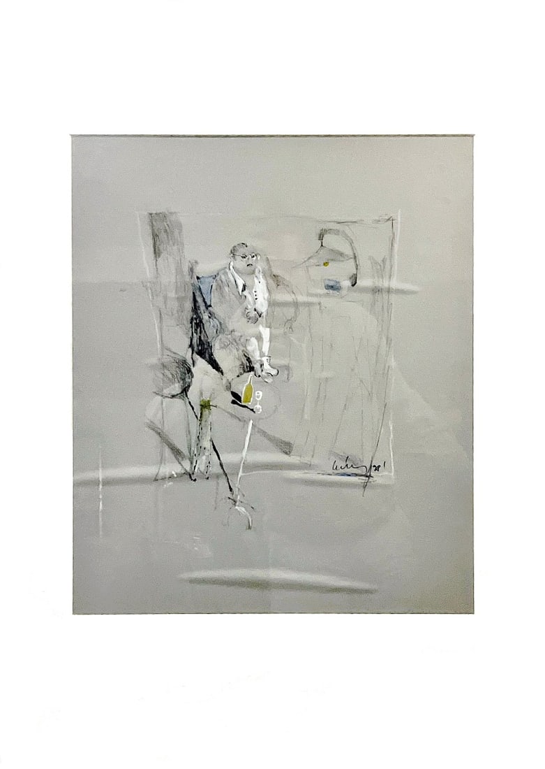 Undecipherable Artist - Hand signed - Gouache/Drawing: Artist: Unknown / Unreadable Artist Title: Untitled Technique: Gouache on Handmade paper size: 60 x 50 cm. (23,6 x 19,7 inch) Framed: 81 x 61 cm. (31,9 x 24 inch) More Information Unreadable artist.