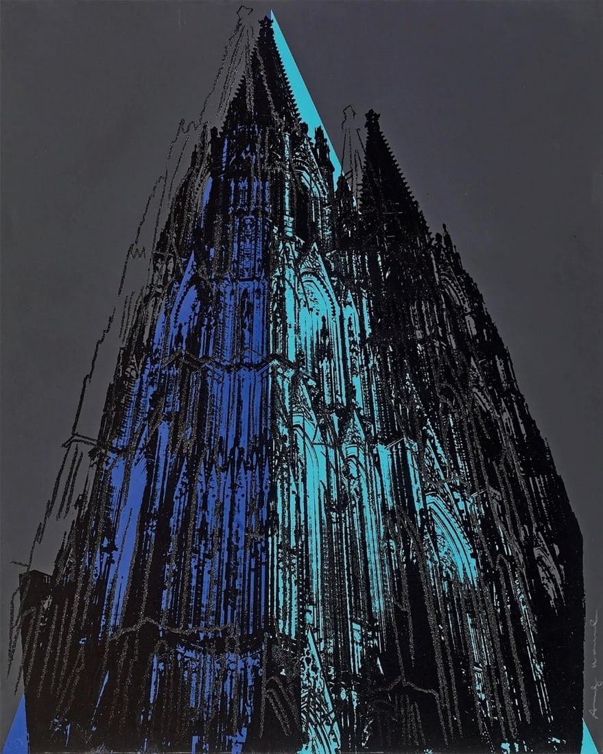 Andy Warhol - Cologne Cathedral (anthracite) - Screenprint with Diamond Dust: Artist: Warhol, Andy Title: Cologne Cathedral (anthracite) Technique: Lithograph on Lenox museum board size: 100 x 80 cm. (39,35 x 31,5 inch) Framed: Not framed More Information</