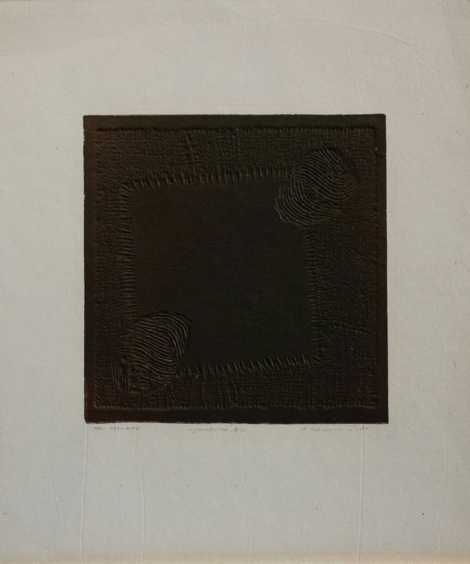 Gieryszewski, Ryszard - Silkscreen/Embossing.: Artist: Gieryszewski, Ryszard Title: Tak meg Technique: Silkscreen on Bütten, Handmade paper size: 28,5 x 24 cm. (11,2 x 9,45 inch) Framed: Not framed More Information