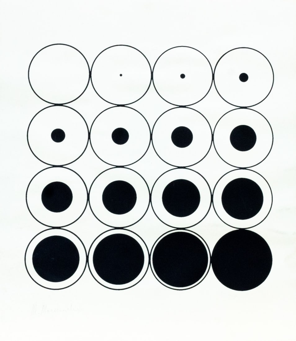 Morandini, Marcello - Silkscreen: Artist: Morandini, Marcello Title: Geometrische Komposition Technique: Silkscreen on Handmade paper size: 28 x 25 cm. (11 x 9,85 inch) Framed: Not framed More Information Marcello Morandini 1940 -