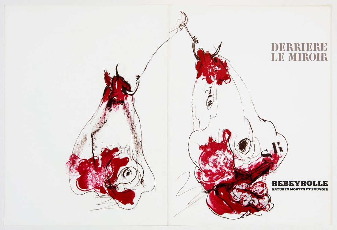 Paul Rebeyrolle - Dustwrapper of Derriere le Miroir No. 219 - 1976: Artist: Rebeyrolle, Paul Title: Derriere le Miroir No. 219 - Paul Rebeyrolle 1976 Technique: Lithograph on Velijn Archer Papier 250 gr size: 38 x 56,5 cm. (14,95 x 22,25 inch) Framed: Not framed