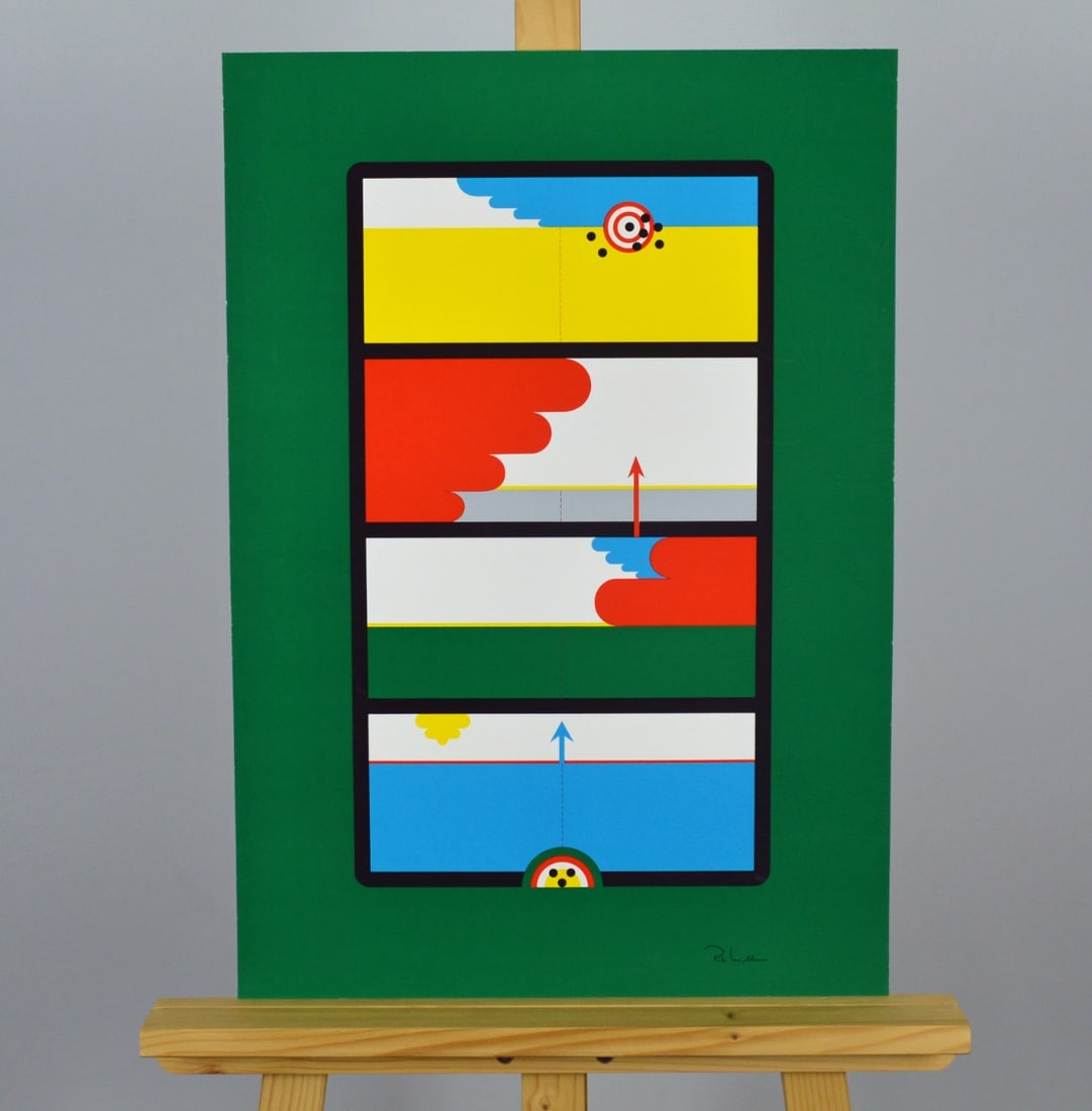 Peter Wilhelm - Silkscreen: Artist: Wilhelm, Peter Title: Target Arrows on Green Technique: Silkscreen on Thick fine art paper size: 58,5 x 41 cm. (23,05 x 16,15 inch) Framed: Not framed More Information