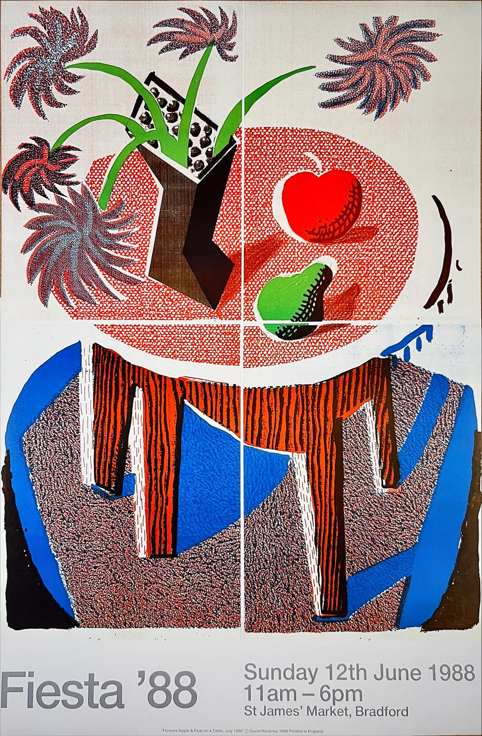 David Hockney - Poster Exhibition Fiesta 1988 St. James Market Bradford (1 of 4)