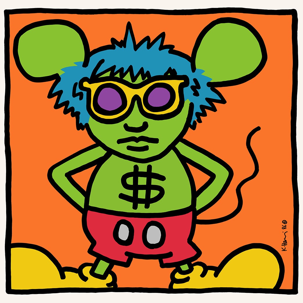 Keith Haring - Screenprint - Signed: Artist: Haring, Keith Title: Andy Mouse Technique: Screenprint on Lenox museum board size: 91,4 x 91,4 cm. (36 x 36 inch) Framed: Not framed More Information Keith Hari