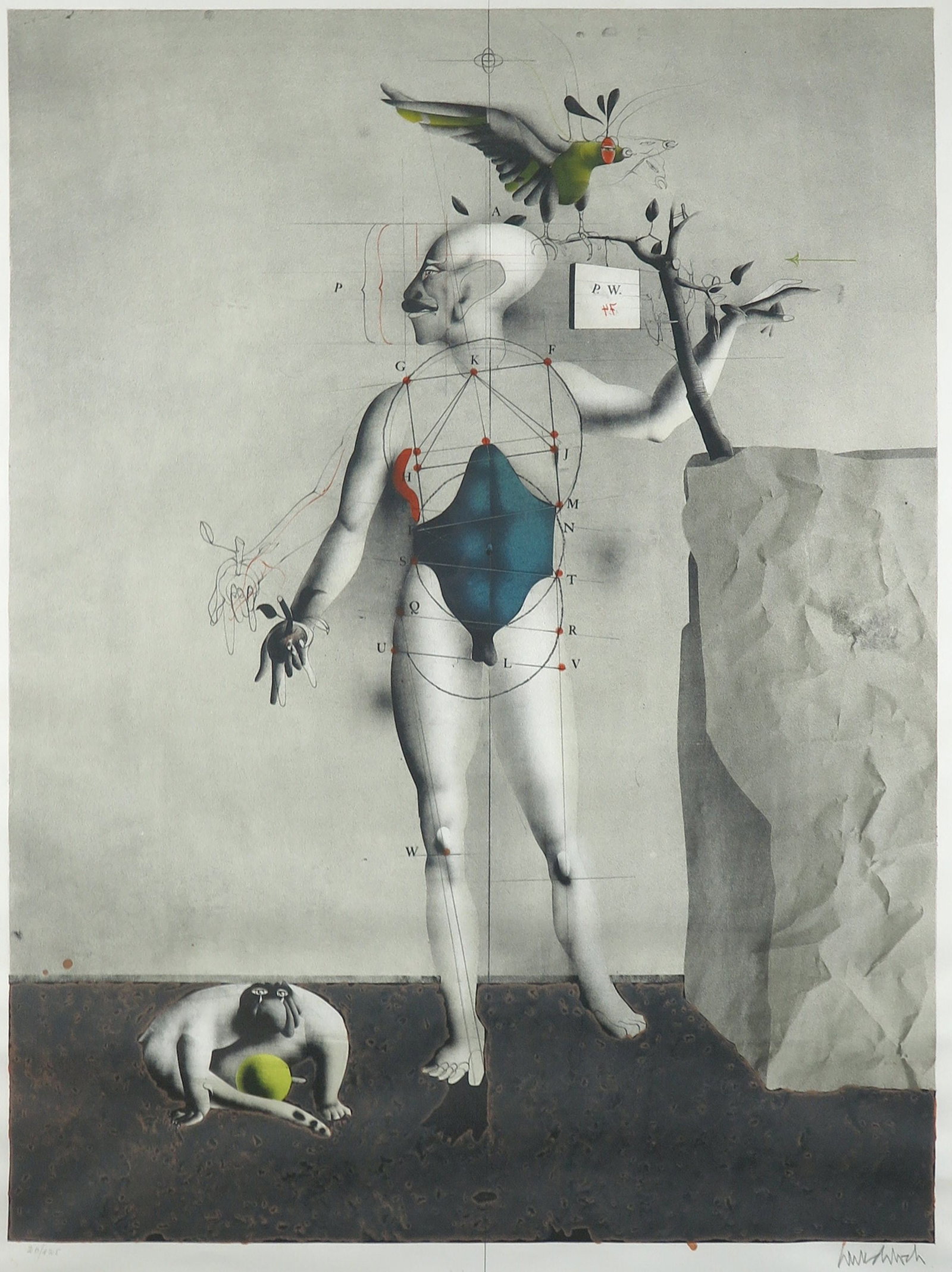 Wunderlich, Paul - Lithograph - Handsigned: Artist: Wunderlich, Paul Title: Composition Technique: Lithograph on Fine art paper size: 97,5 x 71,5 cm. (38,4 x 28,15 inch) More Information Hand-Signed and numbered in pencil