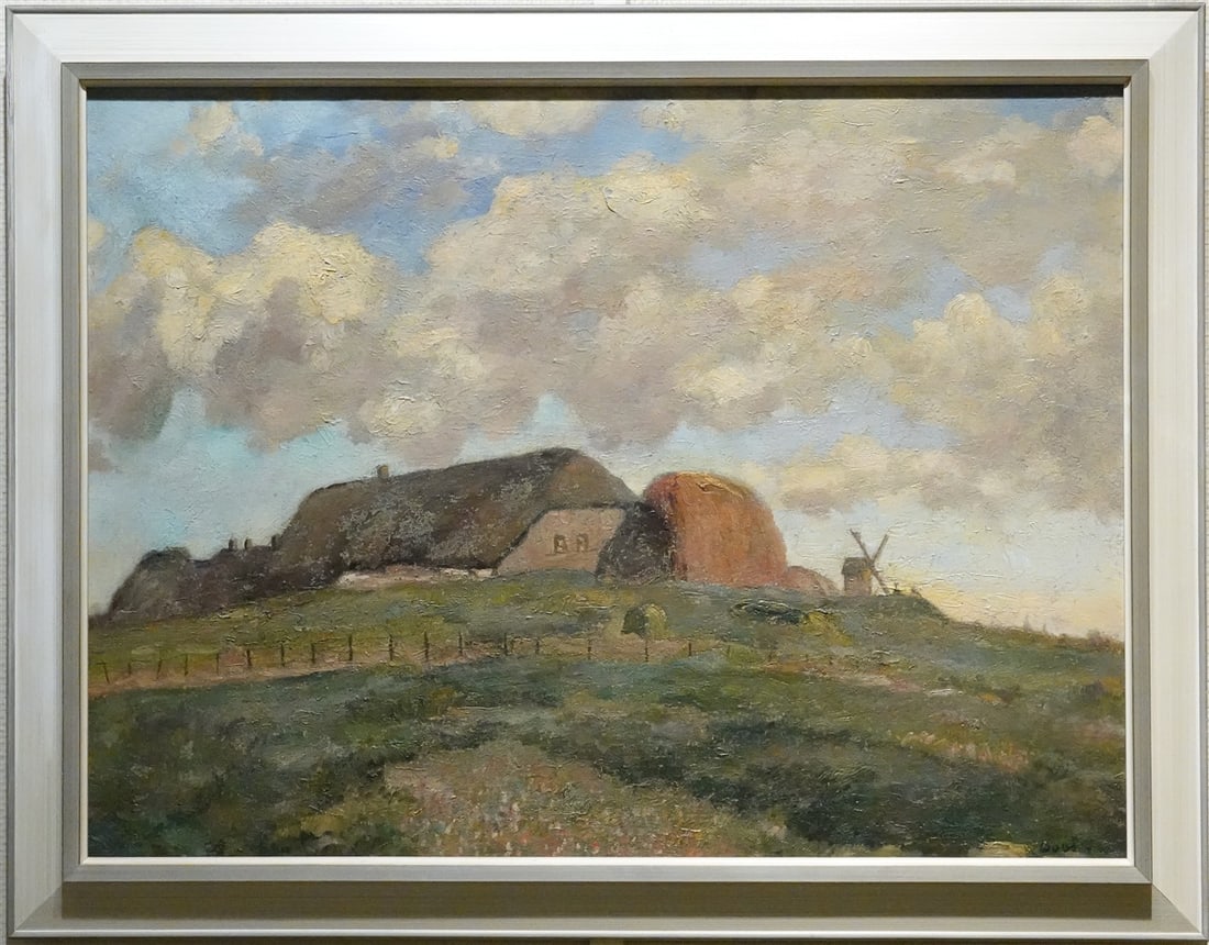 Jacobus Johannes Doeser - oil Painting - Hand signed: Artist: Doeser, Jacobus Jahannes Title: Boerderij en molen in landschap Technique: Oil painting on Painter's Cardboard size: 60 x 80 cm. (23,6 x 31,5 inch) More Information Title: Boerderij en