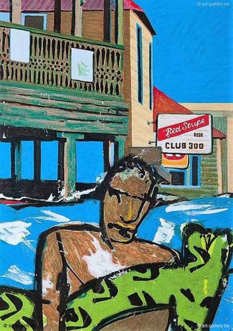 Brood, Herman - Silkscreen.: Artist: Brood, Herman Title: Red stripe Technique: Silkscreen on Fine art paper size: 113 x 83 cm. (44,5 x 32,7 inch) More Information Hand-signed and numbered. Hermanus "Herman" Brood