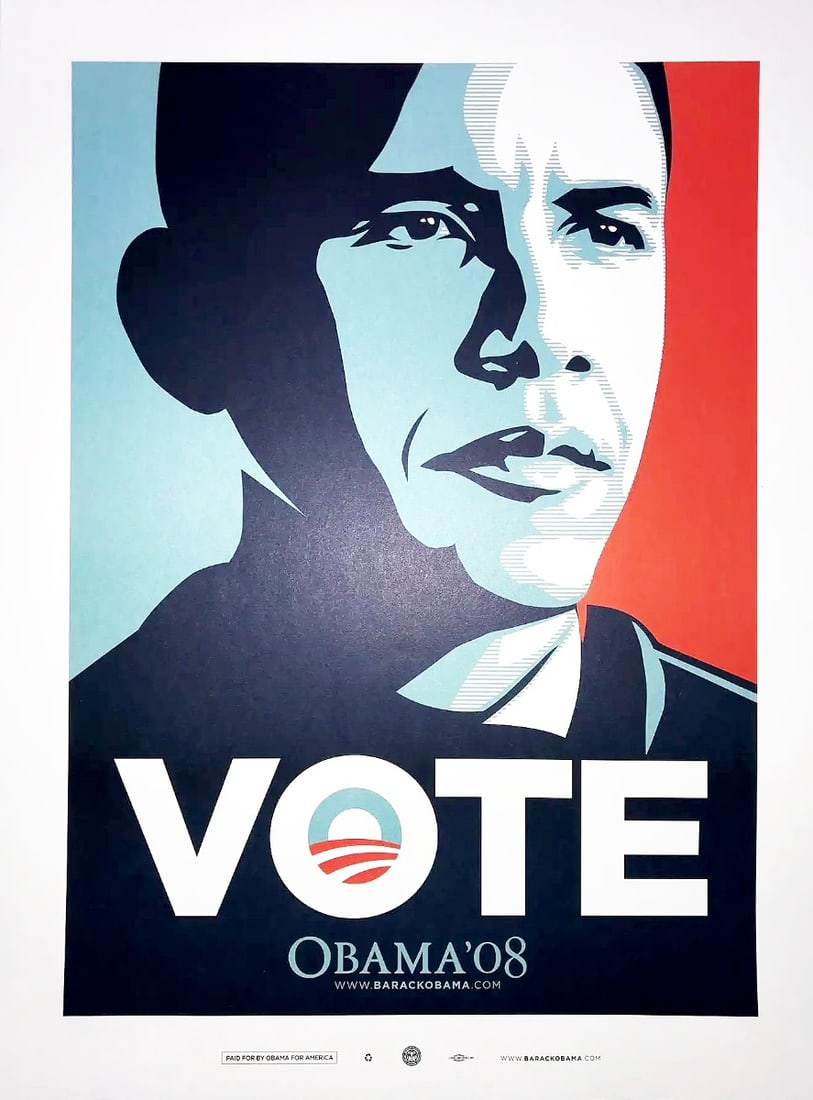 Campaign Poster - Vote Obama '08 - Barack Obama 2008: Artist: Obama, Barack Title: Campaign Poster Technique: Offset lithograph on Fine art paper size: 59 x 46 cm. (23,25 x 18,1 inch) Framed: Not framed More Information Gr