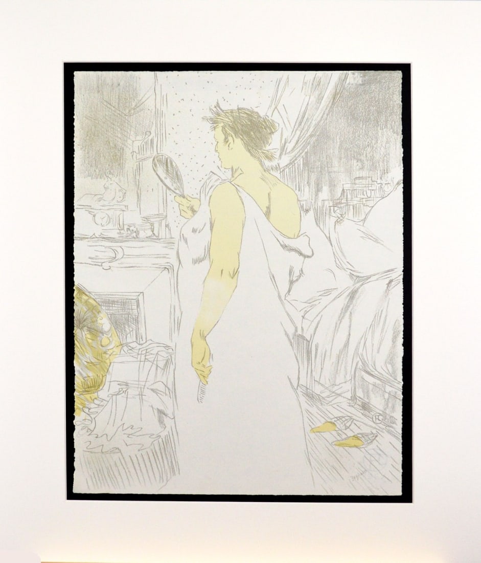 Henri de Toulouse Lautrec - Elles: Artist: Toulouse Lautrec, Henri de Title: Femme à glace, la glace à main Technique: Lithograph on Heavy weight Handmade paper size: 40 x 52 cm. (15,75 x 20,45 inch) Framed: 59 x 68,5 cm. (23,25