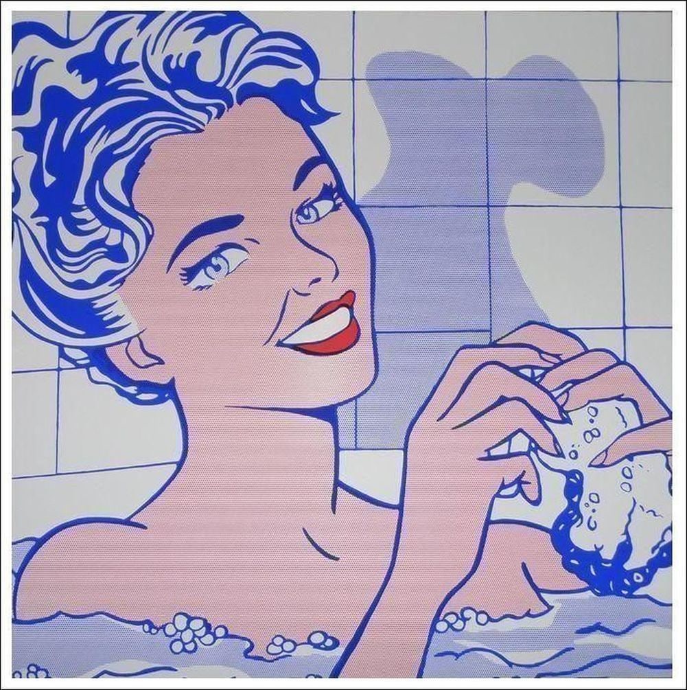 Lichtenstein, Roy - Silkscreen: Artist: Lichtenstein, Roy Title: Woman in Bath Technique: Silkscreen on Museum board (heavy weight paper) size: 91 x 91 cm. (35,85 x 35,85 inch) Framed: Not framed More Informatio