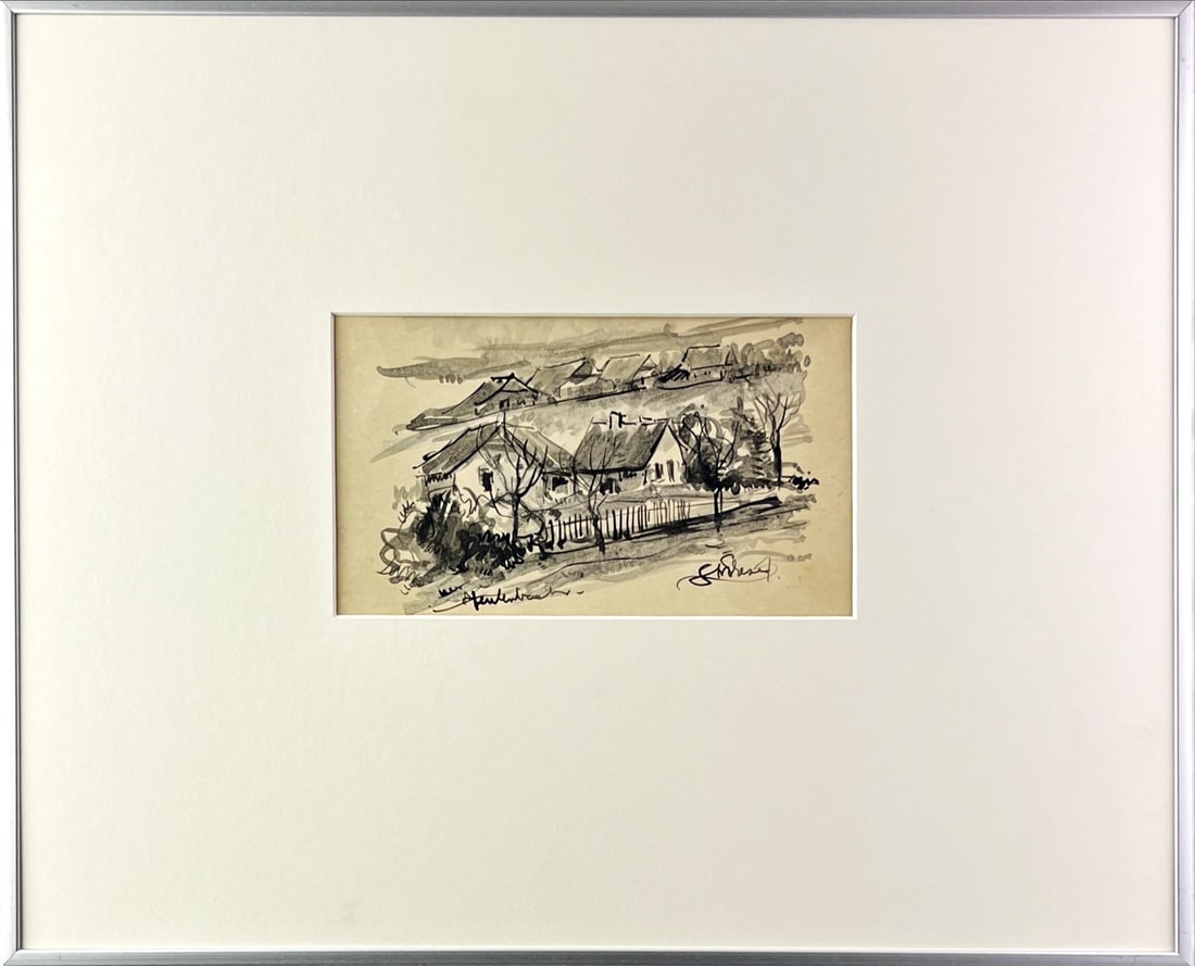 Frese, Job - Drawing: Artist: Frese, Job Title: Heckenbach Oostenrijk Technique: Drawing on Fine art paper size: 40 x 50 cm. (15,75 x 19,7 inch) More Information Handsigned. Completely framed, Passe Partout. Job Heinrich