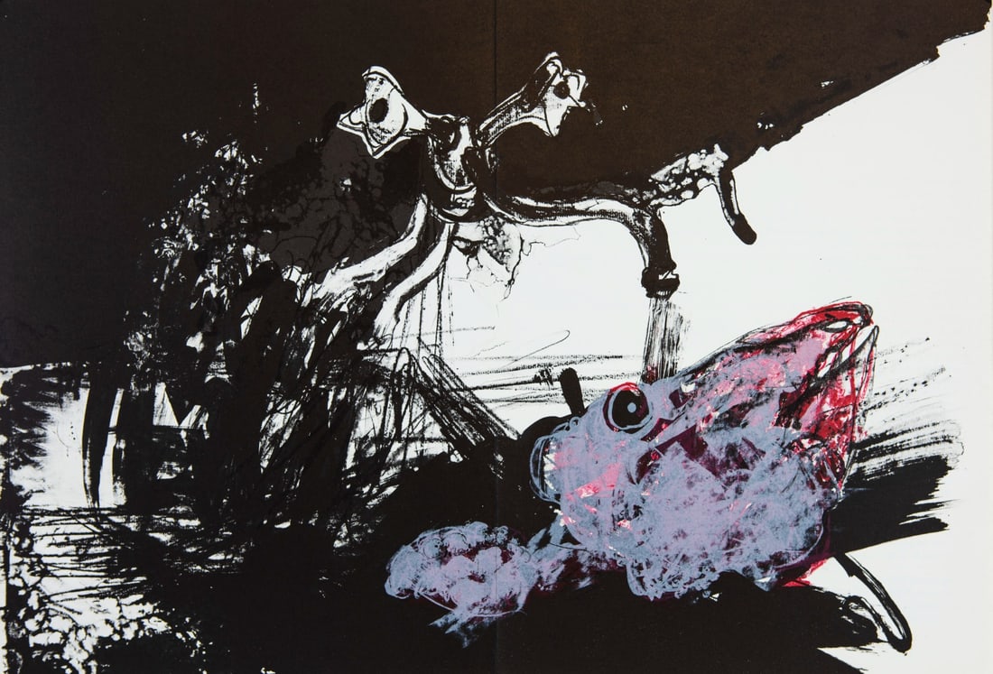 Paul Rebeyrolle - Derriere le Miroir No. 219 - 1976: Artist: Rebeyrolle, Paul Title: Derriere le Miroir No. 219 - Paul Rebeyrolle 1976 Technique: Lithograph on Velijn Archer Papier 250 gr size: 38 x 56,5 cm. (14,95 x 22,25 inch) Framed: Not framed