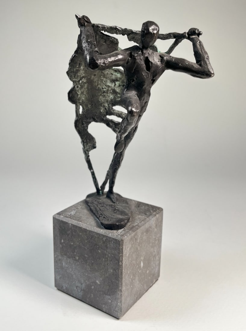 Klaas van Berg - Bronze Sculpture - Hand-signed: Artist: Berg, Klaas van den Title: Against the Wind Technique: Sculpture on Bronze size: 27 x 12 cm. (10,65 x 4,7 inch) Framed: Not framed More Information Against the Wind, Klaas van den Berg – A