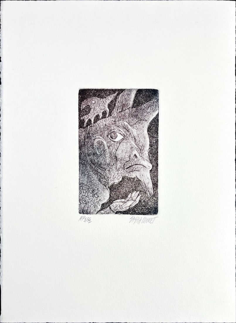 Sasha Meret - Etching - Hand signed: Artist: Meret, Sasha Title: Untitled Technique: Etching on Handmade paper size: 38 x 28,5 cm. (14,95 x 11,2 inch) Framed: Not framed More Information Sasha Meret was born in, Romania in 1955. He