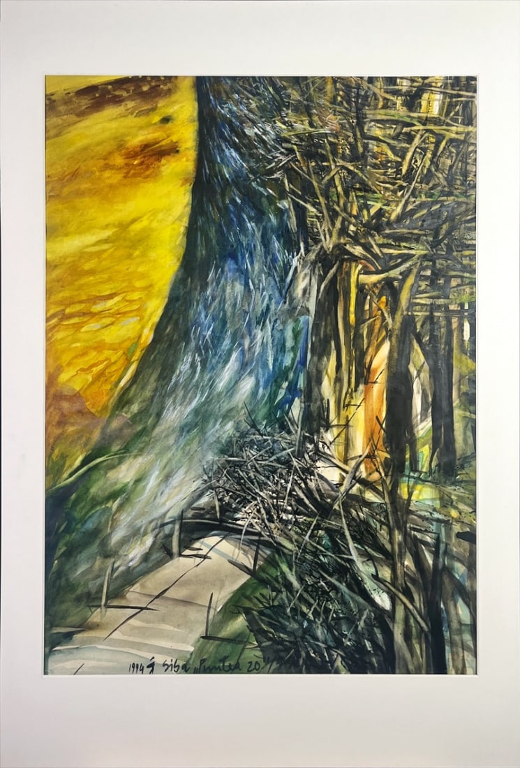 Silvia Barbescu - Gouache - Hand signed: Artist: Barbescu, Silvia Title: Unreadable title Technique: Gouache on Handmade paper size: 85 x 65 cm. (33,45 x 25,6 inch) Framed: 101 x 72 cm. (39,75 x 28,35 inch) More Information Silvia Barbescu