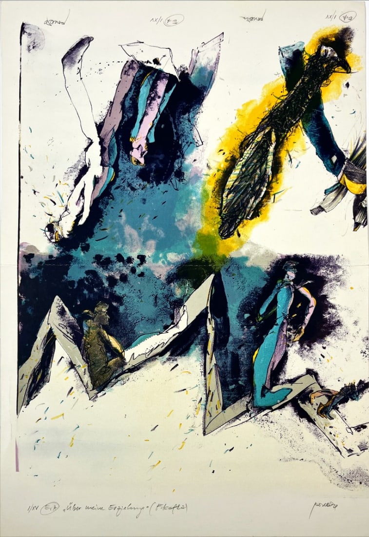 Pavel Rou?ka - Lithograph - hand signed: Artist: Rou?ka, Pavel Title: Unreadable title Technique: Lithograph on Handmade paper size: 49,5 x 34 cm. (19,5 x 13,4 inch) Framed: Not framed More Information Pavel Roucka Czech, born 1942. The