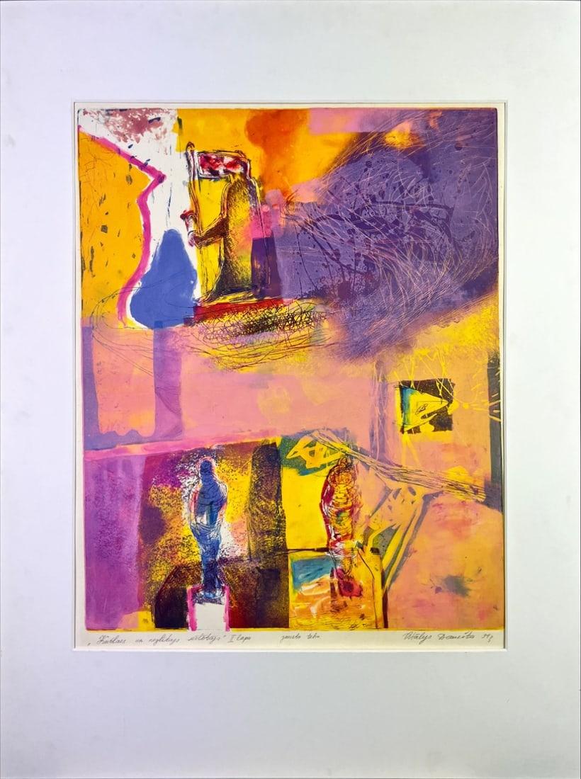 Gouache - Hand signed: Artist: Unknown / Unreadable Artist Title: Unreadable title Technique: Gouache on Handmade paper size: 70 x 60 cm. (27,55 x 23,6 inch) Framed: 90,5 x 70,5 cm. (35,65 x 27,75 inch) More Information