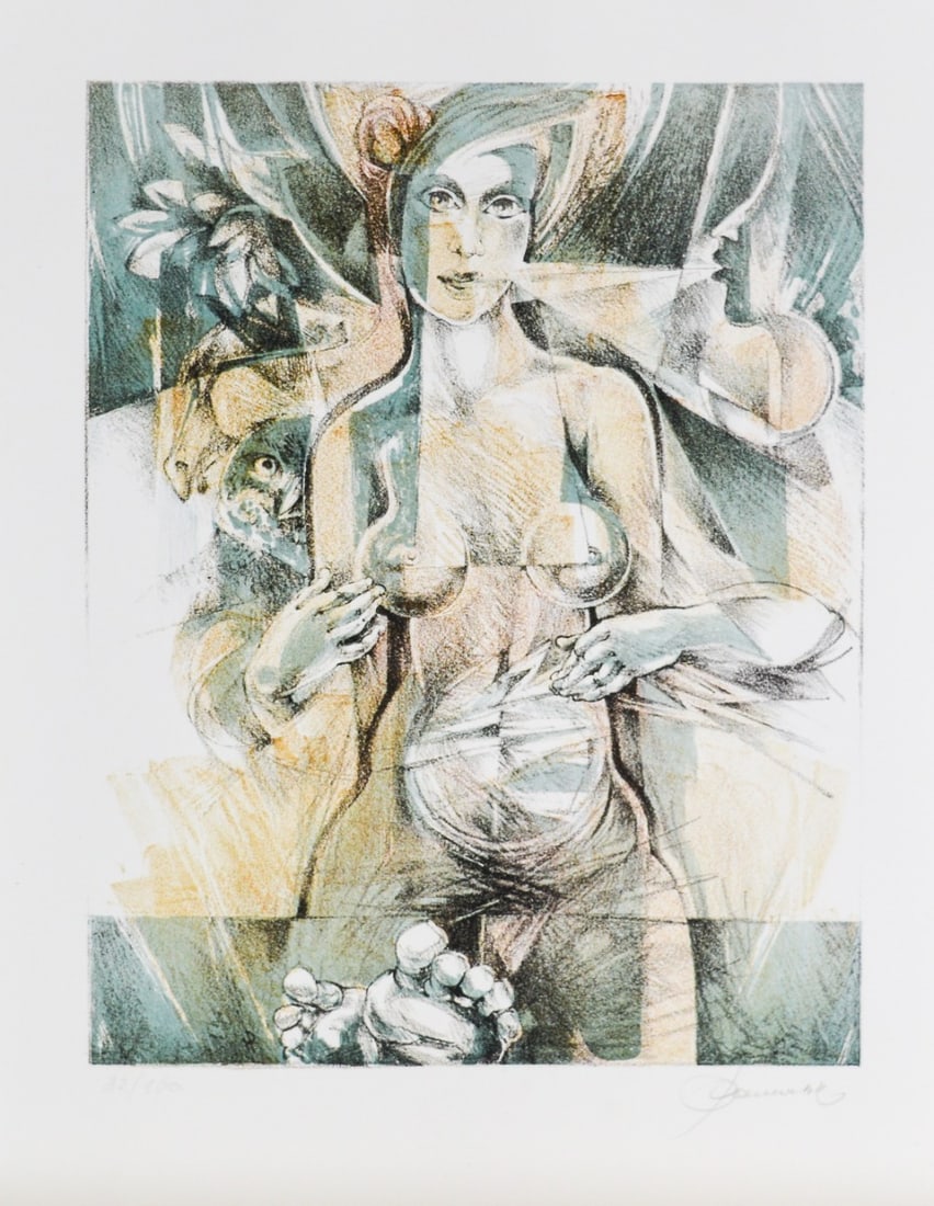 Hedwig Pauwels -Lithograph - Handsigned: Artist: Pauwels, Hedwig Title: Figuratie/Figuration. Technique: Lithograph on Handmade paper size: 40,5 x 31,5 cm. (15,95 x 12,4 inch) Framed: Not framed More Information Hedwig PAUWELS (St. Niklaas