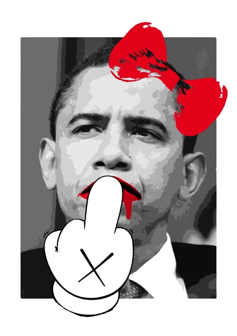Death NYC - Mixed Techniques - Hand Signed: Artist: Death NYC Title: Obamaaaa finger Technique: Mixed techniques on Fine art 300 gsm paper size: 45 x 32 cm. (17,7 x 12,6 inch) Framed: Not framed More Information Hand signature by the Artist.