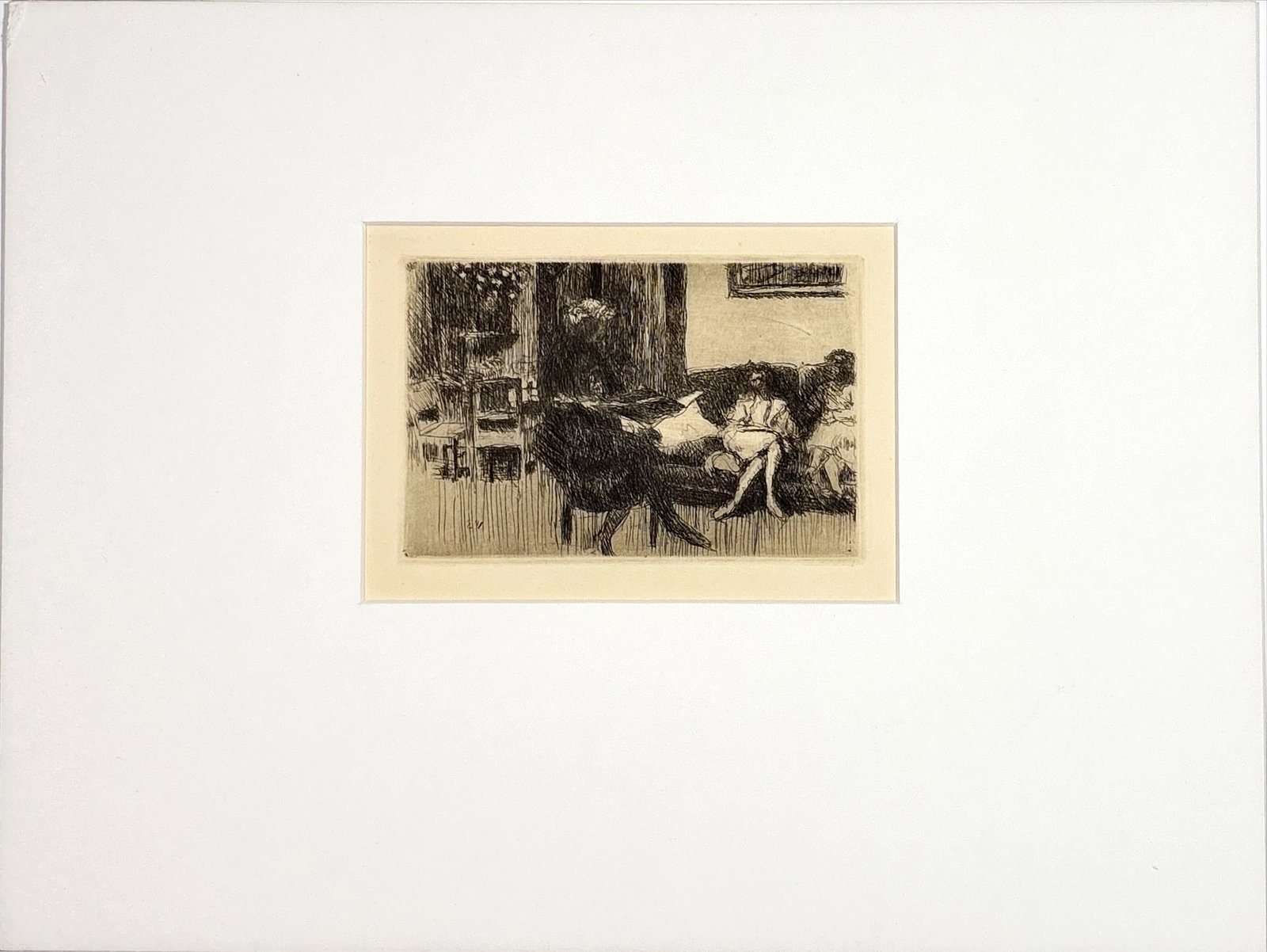 Édouard Vuillard - Etching -: Artist: Vuillard, Édouard Title: Untitled Technique: Etching on Handmade paper size: 21 x 29 cm. (8,25 x 11,4 inch) Framed: 30 x 40 cm. (11,8 x 15,75 inch) More Information Édouard Vuillard