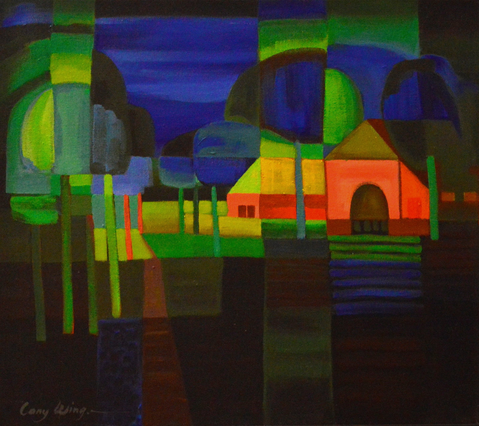 Wing, Lony - Acryl Painting.: Artist: Wing, Lony Title: Boerenhoeve Technique: Acrylic painting on Canvas size: 40 x 50 cm. (15,75 x 19,7 inch) More Information Hand signature by the Artist. Comes with COA. About the artist Lony