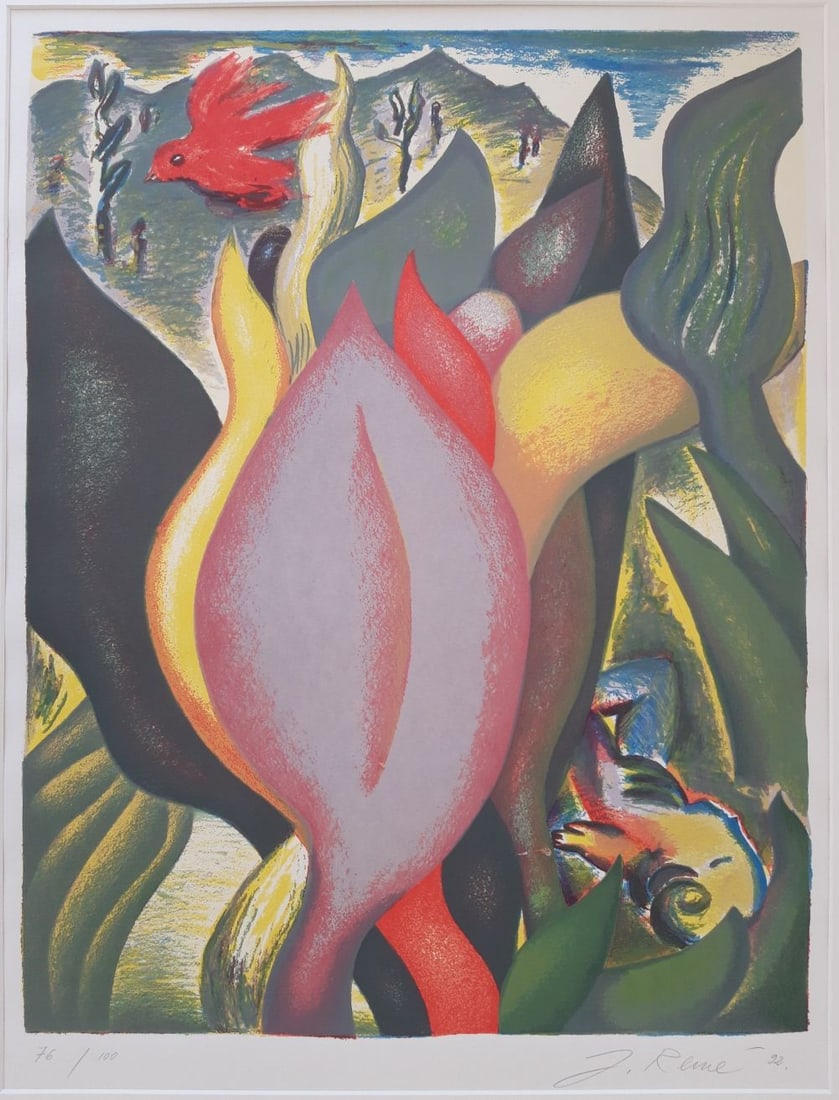Remé. Jorge - Lithograph.: Artist: Remé, Jorg Title: Gelukkige dromer Technique: Lithograph on Arches paper size: 85 x 67 cm. (33,45 x 26,4 inch) Framed: Not framed More Information Edition: 76/100. Handsigned and numbered in