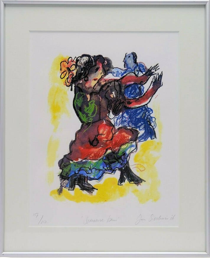 Sierhuis, Jan - Lithograph - Hand signed: Artist: Sierhuis, Jan Title: Spaanse dans Technique: Lithograph on Handmade paper size: 32 x 22 cm. (12,6 x 8,65 inch) Framed: 42 x 35 cm. (16,55 x 13,8 inch) More Information Handsigned and titled.