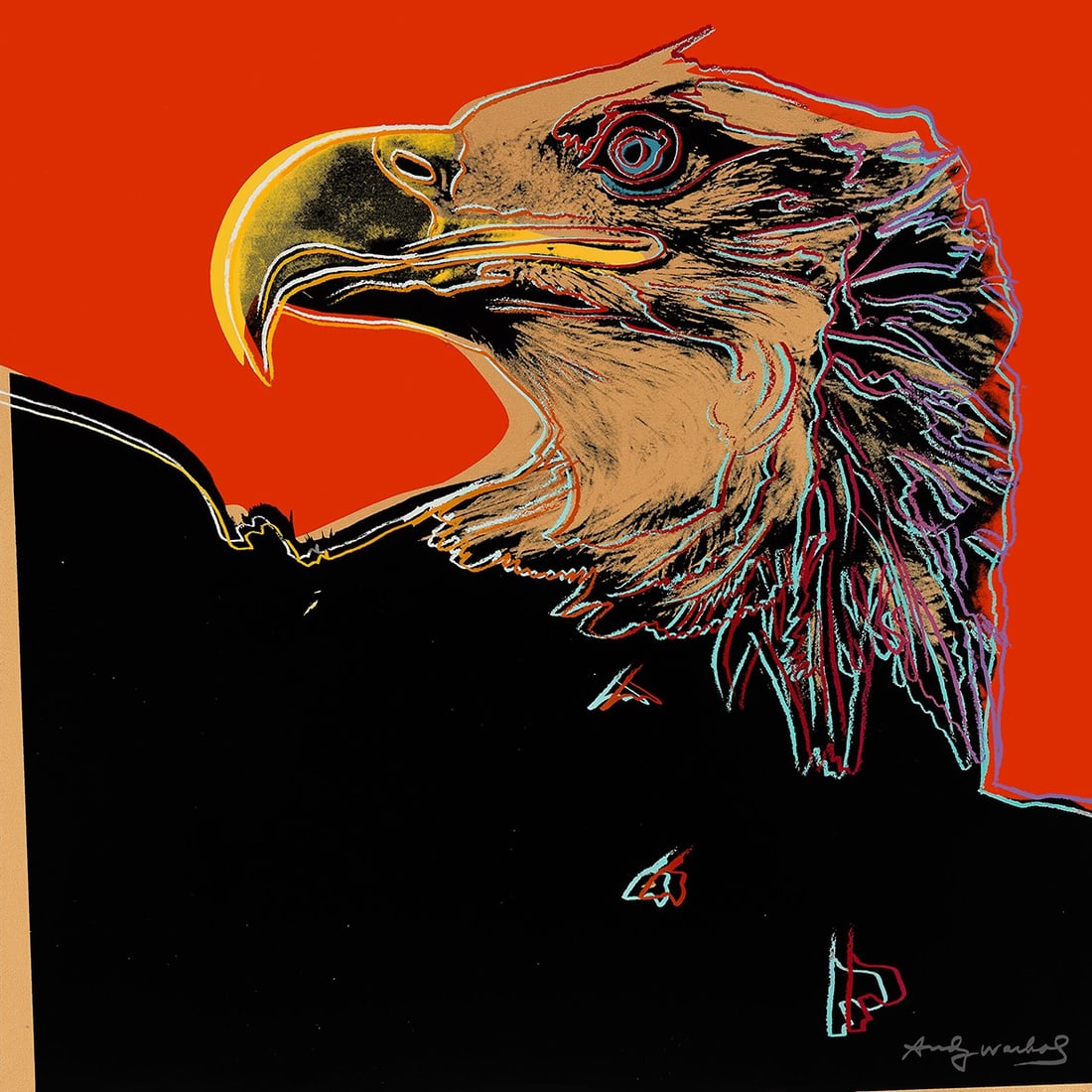 Andy Warhol - Bald Eagle of the series Endangered Species - Silkscreen: Artist: Warhol, Andy Title: Bald Eagle Technique: Silkscreen on Lenox museum board size: 91 x 91 cm. (35,85 x 35,85 inch) Framed: Not framed More Information Celebrate
