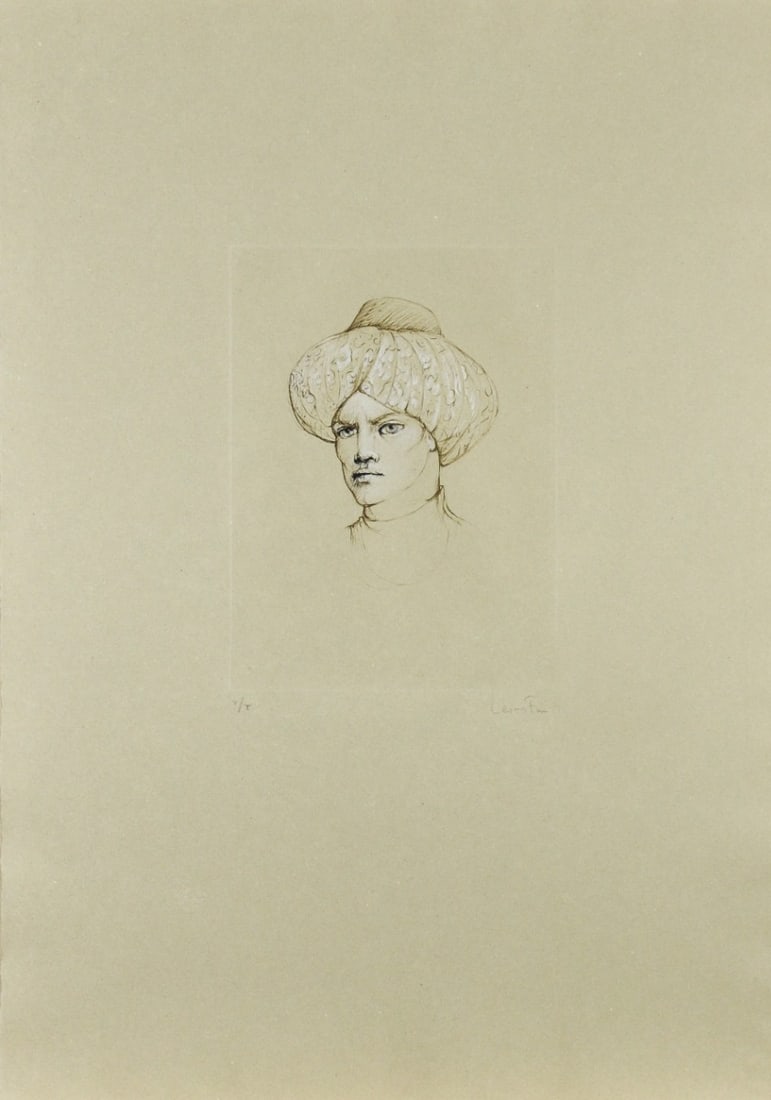 Fini, Leonor - Etching.: Artist: Fini, Leonor Title: Homme avec le Turban Technique: Etching on Handmade paper size: 66 x 47 cm. (26 x 18,5 inch) Framed: Not framed More Information Hand-Signed and numbered by the Artist.