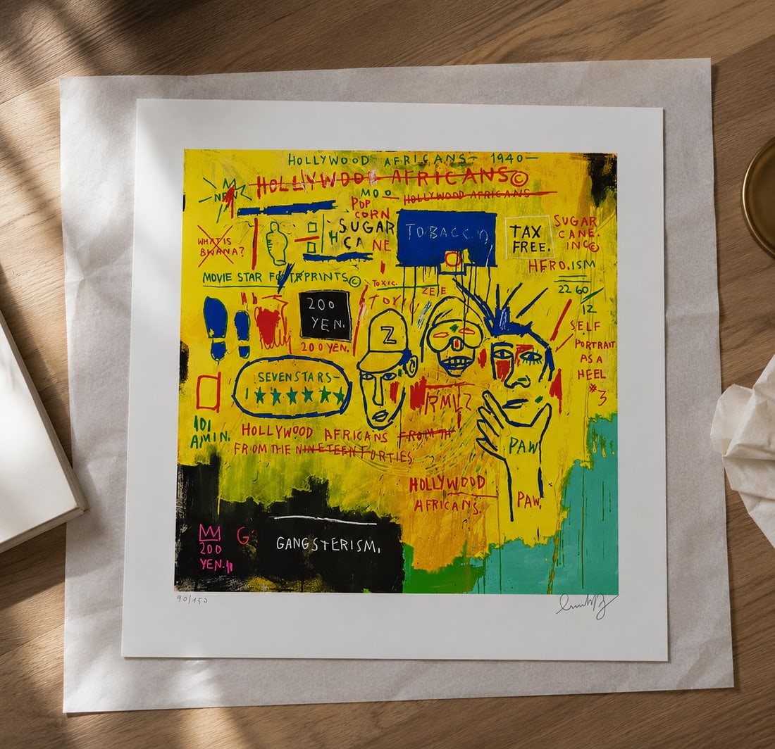 Basquiat, Jean-Michel - Hand-Signed - Lithograph: Artist: Basquiat, Jean-Michel Title: Untitled Technique: Lithograph on Handmade paper size: 37,5 x 38,5 cm. (14,75 x 15,15 inch) Framed: Not framed More Information Bas