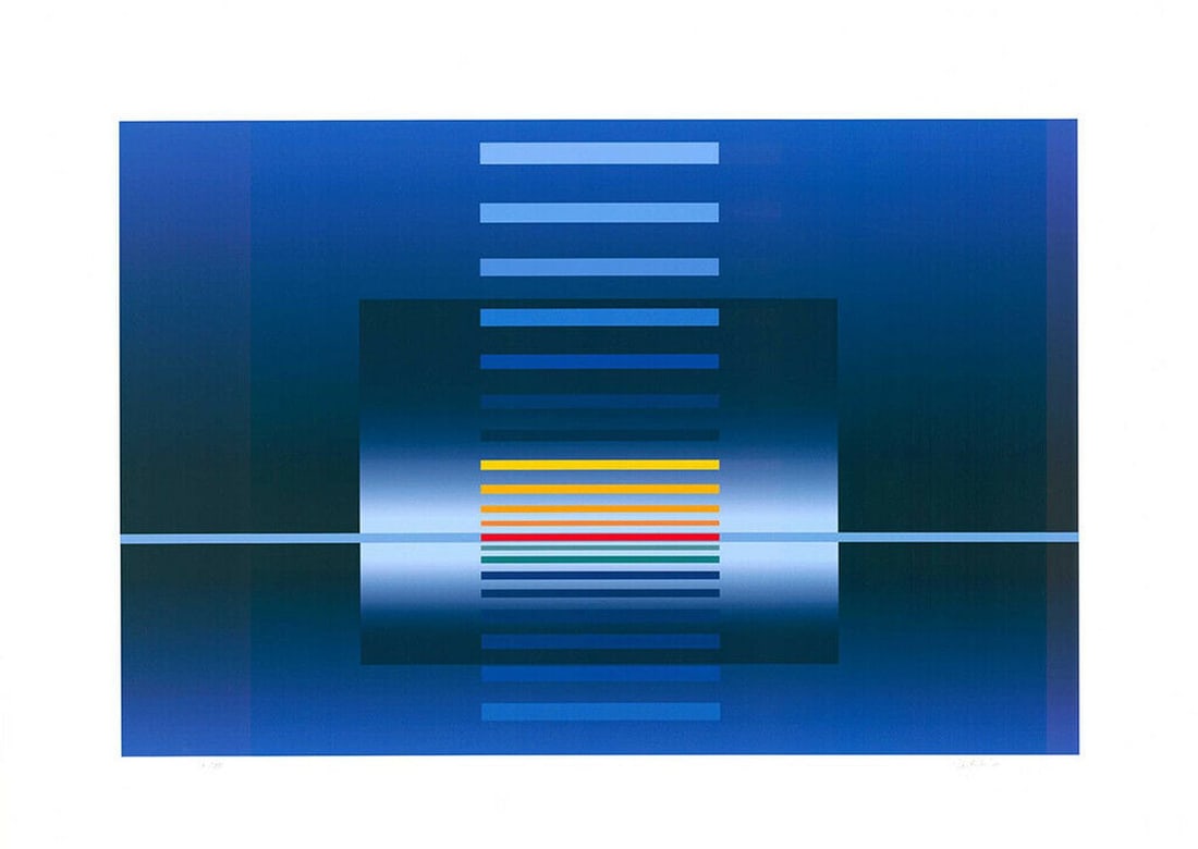 Friedrich Geiler - Silkscreen - Handsigned: Artist: Geiler, Friedrich Title: Geometrische Komposition Technique: Silkscreen on Hahnemühle Velvet size: 61 x 84,6 cm. (24 x 33,3 inch) Framed: Not framed More Information Silkscreen, hand signed,