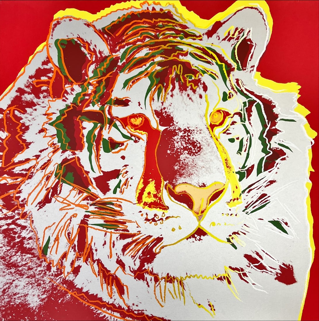Andy Warhol. Siberian Tiger from the series Endangered Species - Silkscreen: Artist: Warhol, Andy Title: Siberian Tiger from the series Endangered Species Technique: Silkscreen on Museum board (heavy weight paper) size: 96,52 x 96,52 cm. (38 x 38 inch) Framed: Not framed More