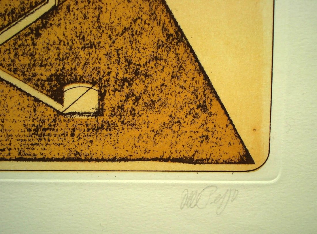 Del Pezzo, Lucio - Etching/Aquatint: Artist: Del Pezzo, Lucio Title: Pyramid Technique: Etching on Arches paper size: 66 x 50 cm. (26 x 19,7 inch) Framed: Not framed More Information Hand-signed and number