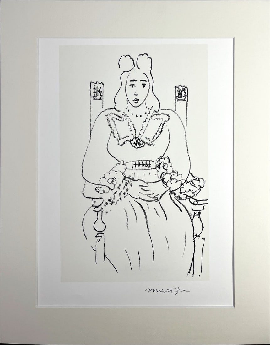 Henri Matisse - Lithograph - Maeght Paris Signed: Artist: Matisse, Henri Title: Femme assise Technique: Lithograph on Arches paper size: 45 x 32 cm. (17,7 x 12,6 inch) Framed: 50 x 40 cm. (19,7 x 15,75 inch) More Informati
