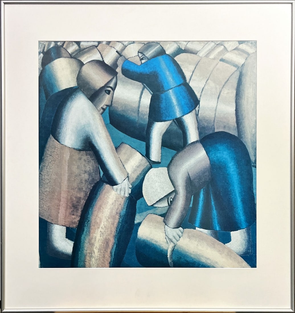 Ank Overweel: Artist: Overweel, Ank Title: Kazimir Malevitsj Taking in the Harvest Technique: Lithograph on Handmade paper size: 65 x 65 cm. (25,6 x 25,6 inch) Framed: 81,5 x 81,5 cm. (32,1 x 32,1 inch)<