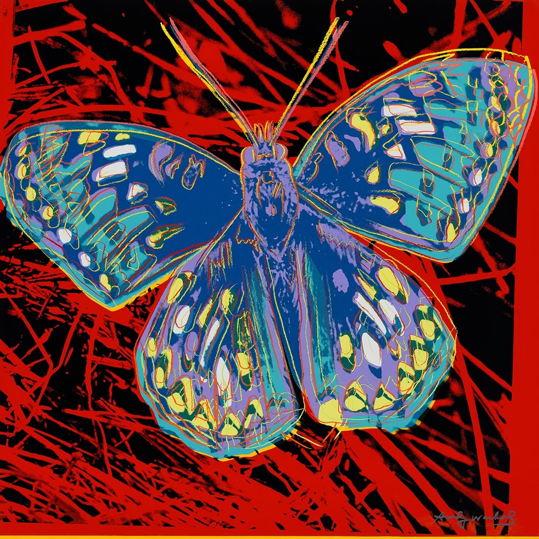 Andy Warhol - San Francisco Silverspot of the series Endangered Species - Silkscreen: Artist: Warhol, Andy Title: San Francisco Silverspot Technique: Silkscreen on Lenox museum board size: 91 x 91 cm. (35,85 x 35,85 inch) Framed: Not framed More Information