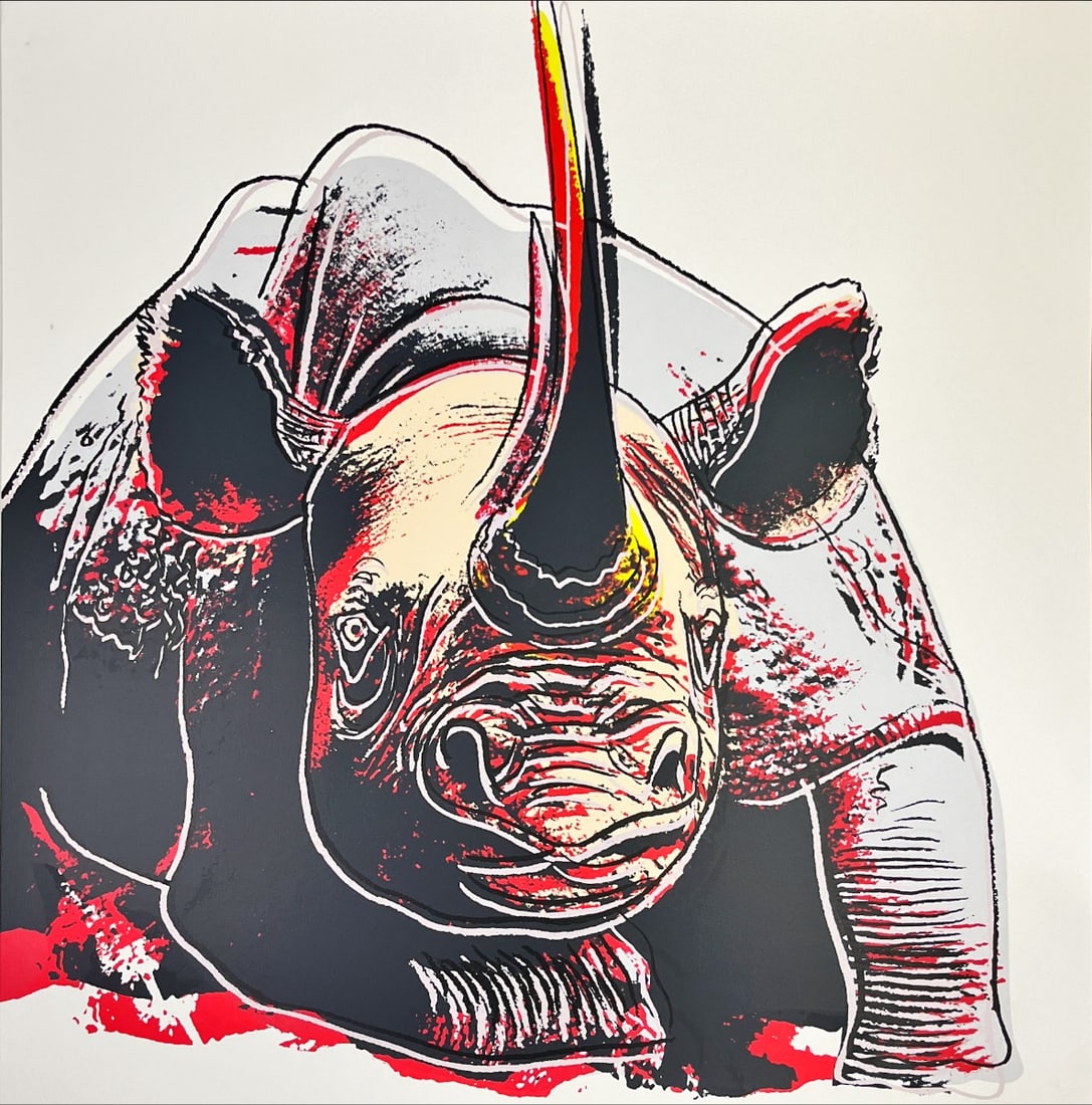 Andy Warhol. Black Rhinoceros from the series Endangered Species - Silkscreen: Artist: Warhol, Andy Title: Black Rhinoceros from the series Endangered Species Technique: Silkscreen on Museum board (heavy weight paper) size: 96,52 x 96,52 cm. (38 x 38 inch) Framed: Not framed