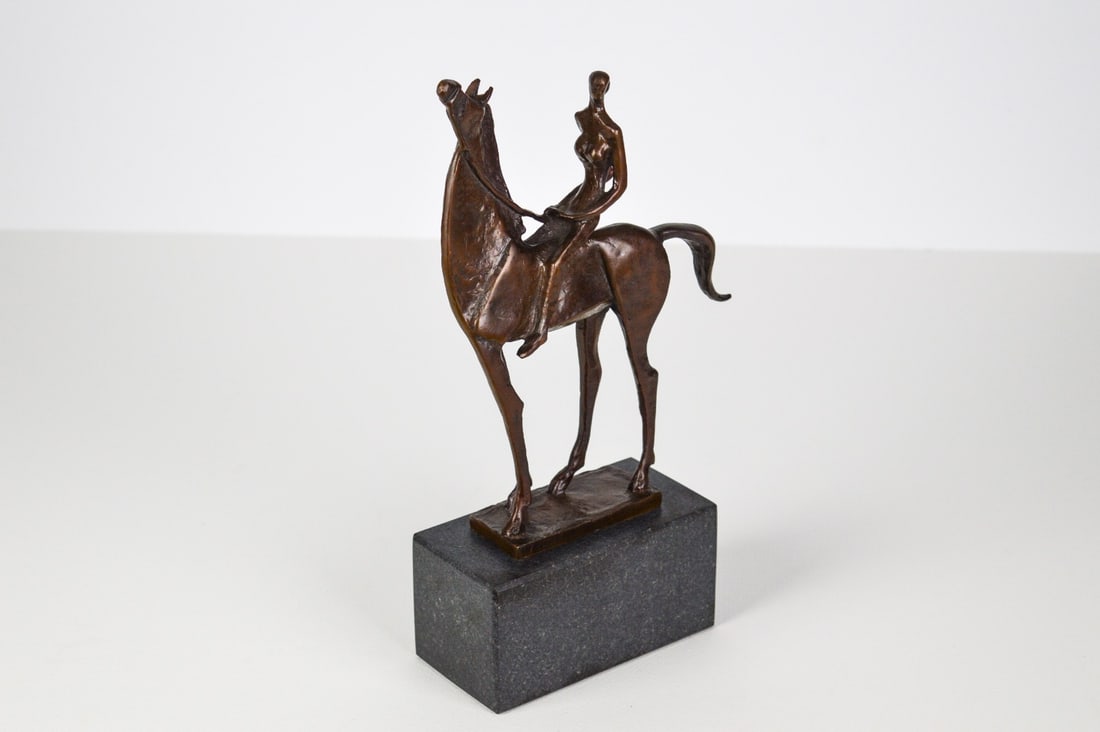 Salvador Dali Homage to - Bronze Sculpture: Artist: Dali, Salvador Title: Lady on a horse Technique: Sculpture on Bronze size: 31,5 x 17,5 cm. (12,4 x 6,9 inch) Framed: Not framed More Information Abstract Animal