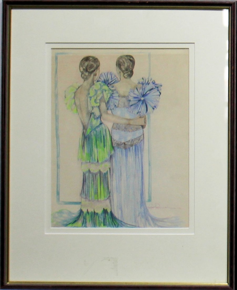 Undecipherable Artist - Color Drawing - Hand signed: Artist: Unknown / Unreadable Artist Title: Untitled Technique: Drawing on Handmade paper size: 40 x 35 cm. (15,75 x 13,8 inch) Framed: 52,5 x 42,5 cm. (20,65 x 16,75 inch)