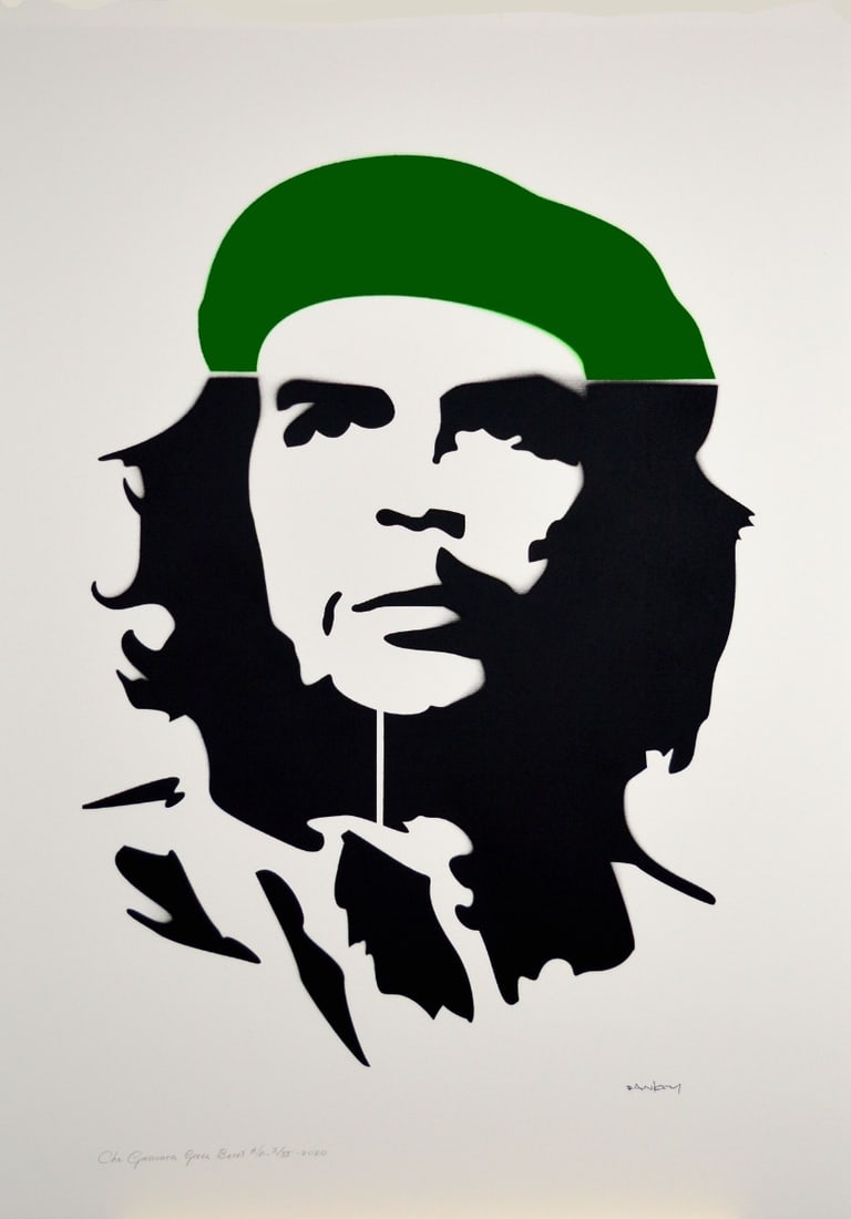 Banksy, after - Stencil / Spray.: Artist: Banksy, after Title: Che Guavara Green Beret Technique: Stencil/Spray on Arches paper 400 g size: 100 x 70 cm. (39,35 x 27,55 inch) Framed: Not framed More Information Title: Che Guavara